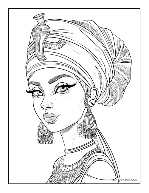 Ancient Egyptian Queen Coloring Page 02