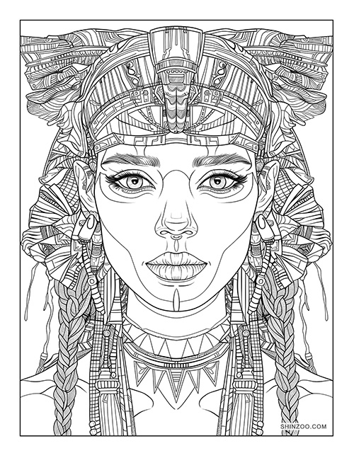 Ancient Egyptian Queen Coloring Page 04