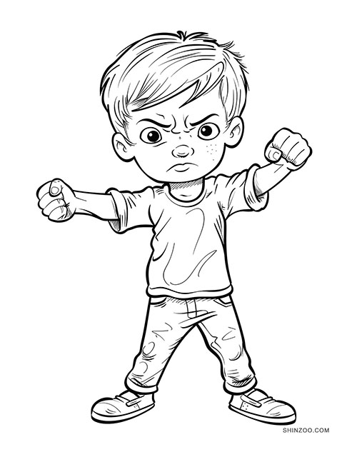 Angry Boy Coloring Pages 01