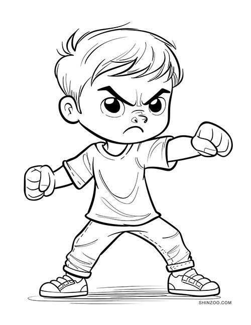Angry Boy Coloring Pages 02