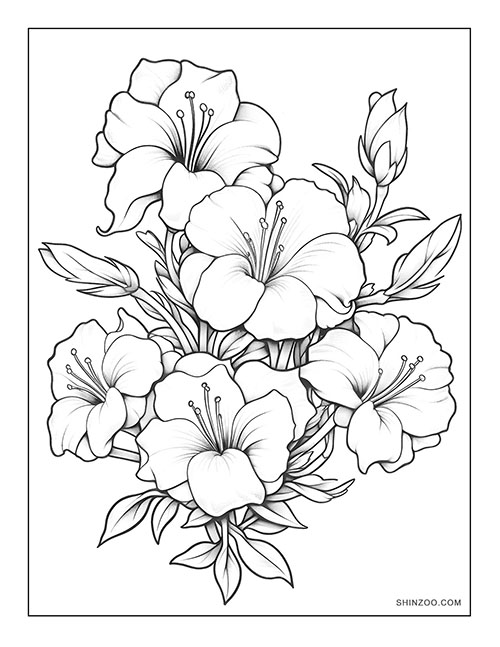 Azalea Blooms Coloring Page 01