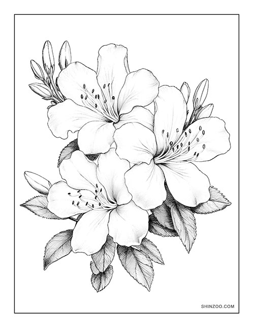 Azalea Blooms Coloring Page 02