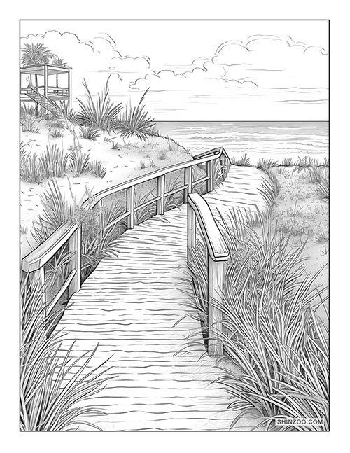 Beach Boardwalk Coloring Page 03