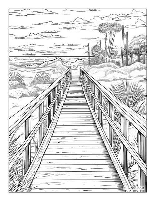 Beach Boardwalk Coloring Page 04