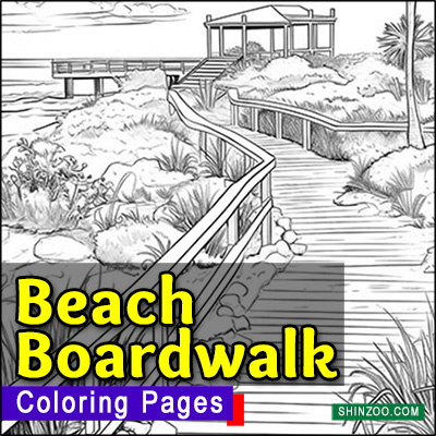 Beach Boardwalk Coloring Pages Printable