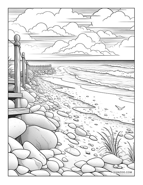 Beach Summer Scene Coloring Page 02