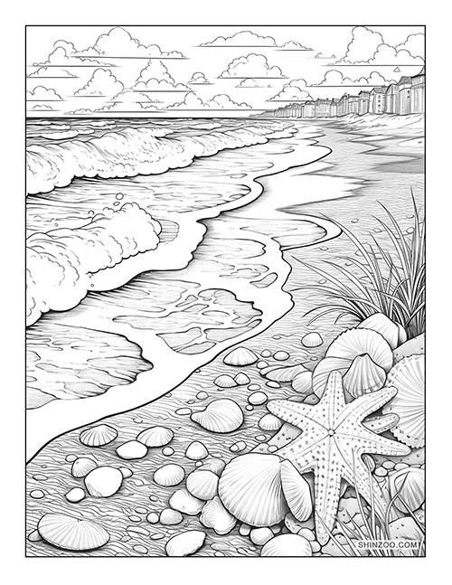 Beach Summer Scene Coloring Page 03