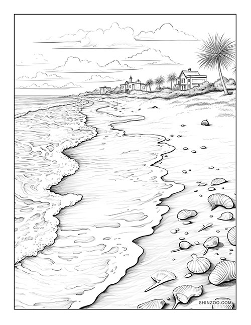 Beach Summer Scene Coloring Page 04