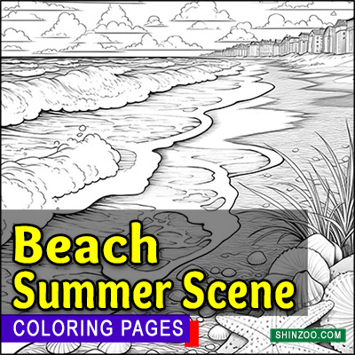 Beach Summer Scene Coloring Pages Printable