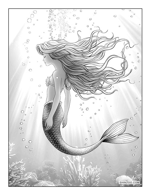 Beautiful Mermaids Coloring Page 02