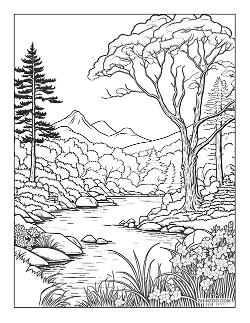 Beautiful Nature Coloring Page 01