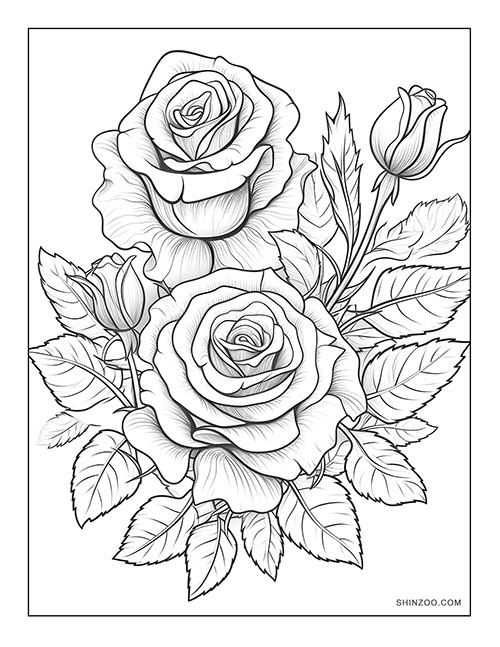 Beautiful Roses Coloring Page 01
