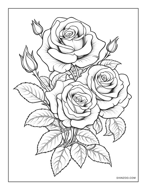 Beautiful Roses Coloring Page 02
