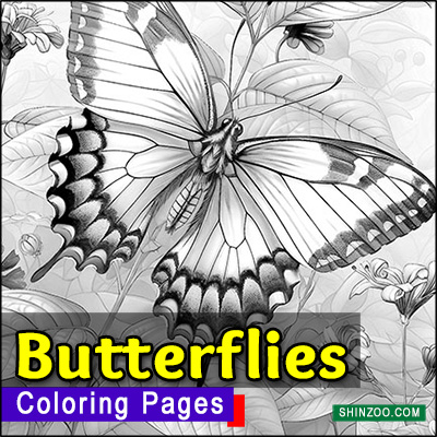Butterflies Grayscale Coloring Pages Printable