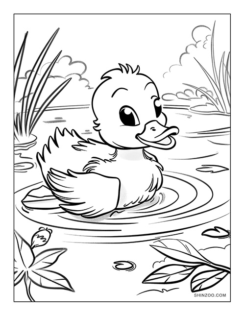 Cartoon Duck Coloring Page 01