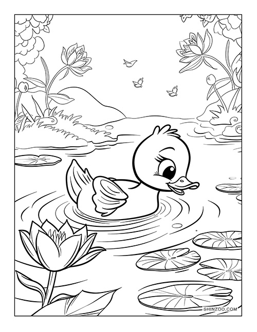Cartoon Duck Coloring Page 02