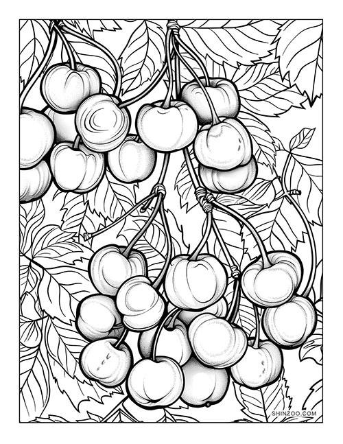 Cherries Coloring Page 01