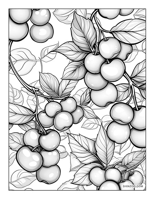 Cherries Coloring Page 02