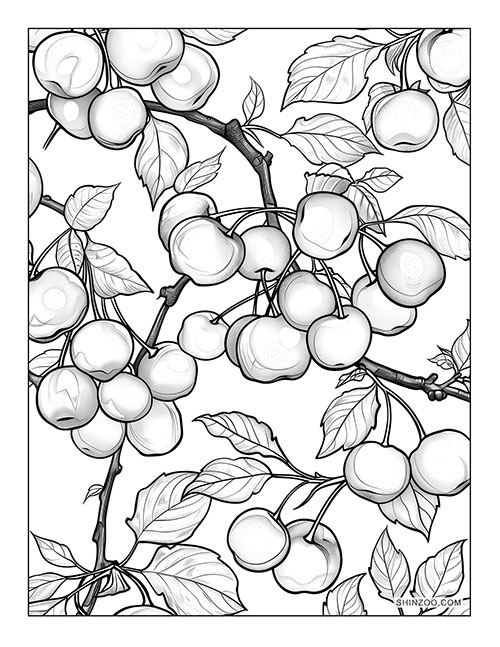 Cherries Coloring Page 03