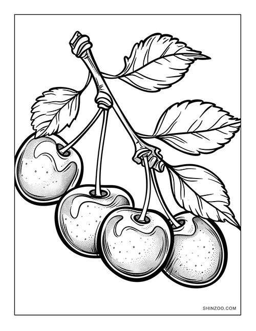 Cherries Coloring Page 04