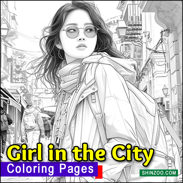 Girl in the City Coloring Pages Printable