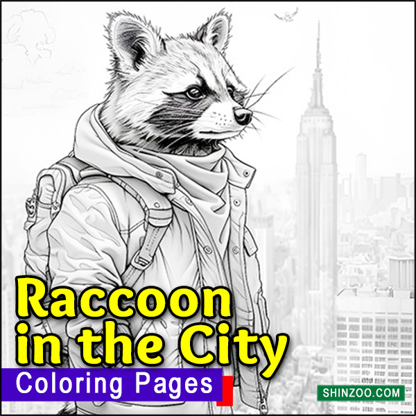Raccoon in the City Coloring Pages Printable