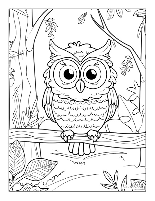 Cute Owl Coloring Page 01