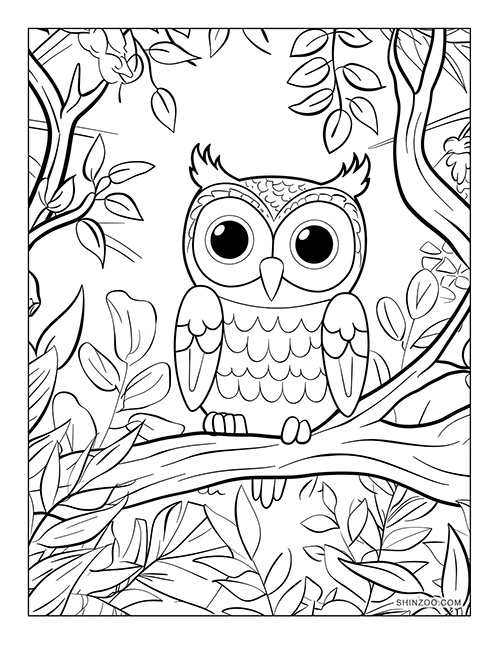 Cute Owl Coloring Page 02