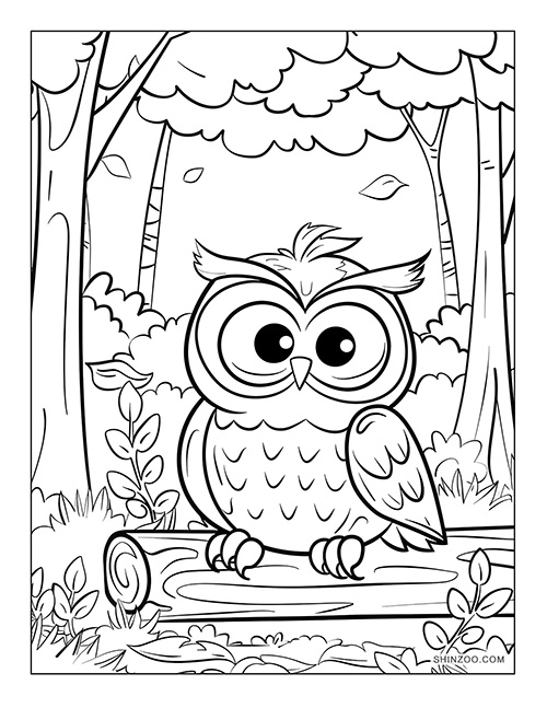 Cute Owl Coloring Page 03