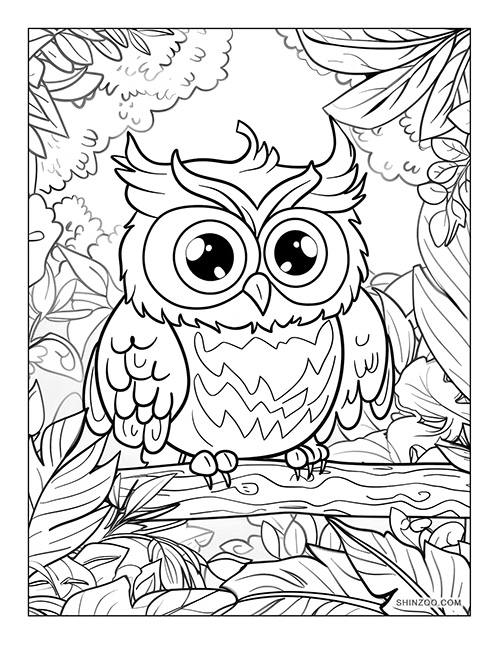 Cute Owl Coloring Page 04