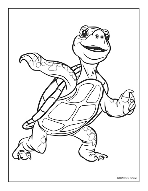 Dancing Turtle Coloring Page 01