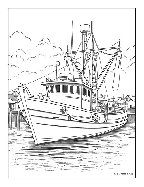 Fishing Boat Coloring Page 01