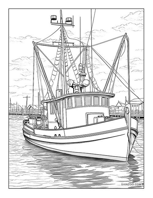 Fishing Boat Coloring Page 02