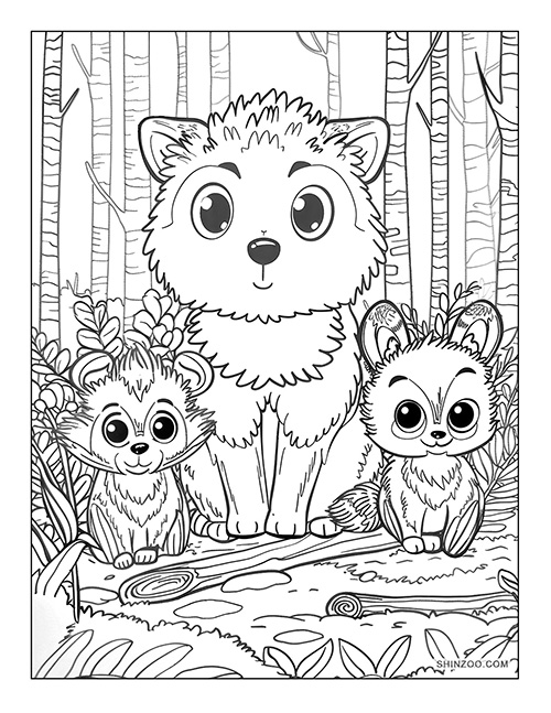 Forest Animals Coloring Page 02
