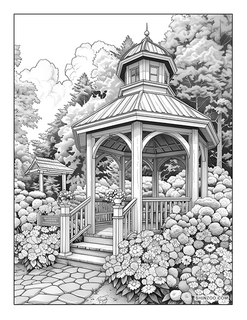 Garden Gazebo Coloring Page 03