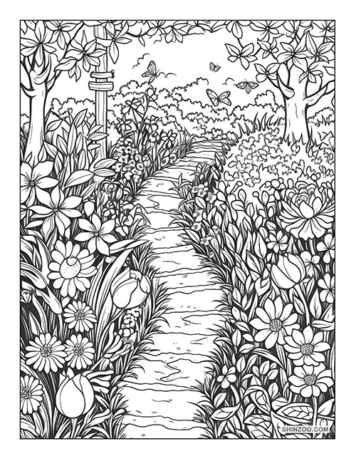 Garden Paths Coloring Page 01
