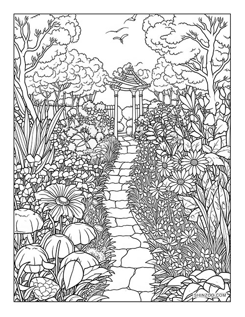 Garden Paths Coloring Page 04