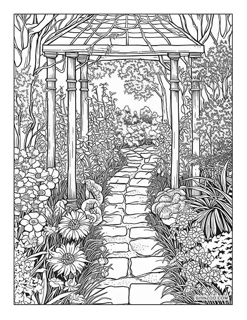 Garden Paths Coloring Page 07
