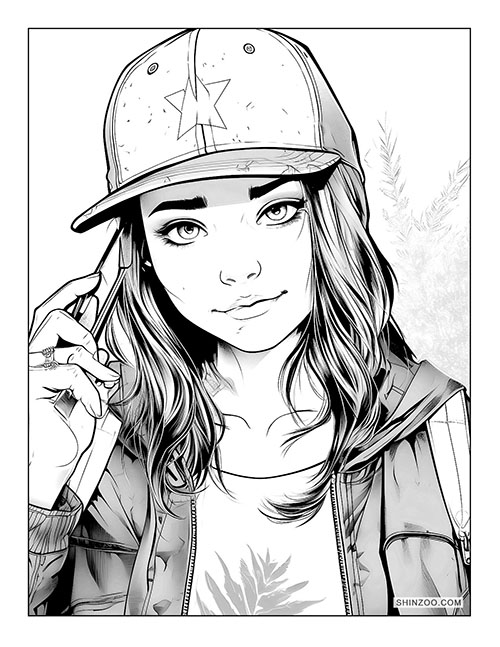 Girl Portrait Coloring Page 03