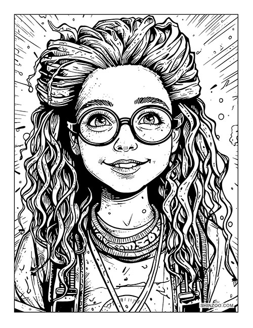 Girl Portrait Coloring Page 04