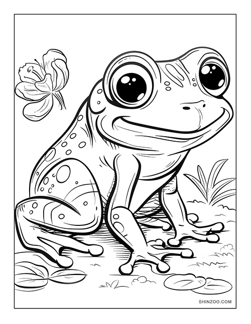 Happy Frog Coloring Page 01
