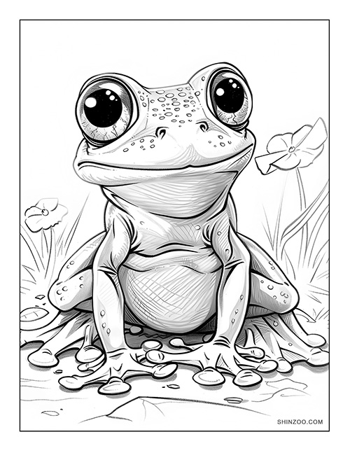 Happy Frog Coloring Page 02