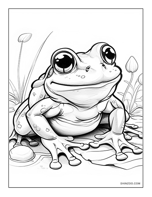 Happy Frog Coloring Page 04