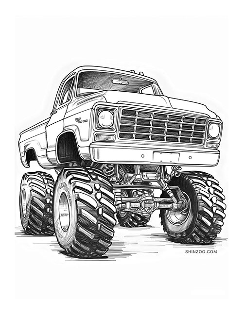 Heavy Monster Trucks Coloring Page 01