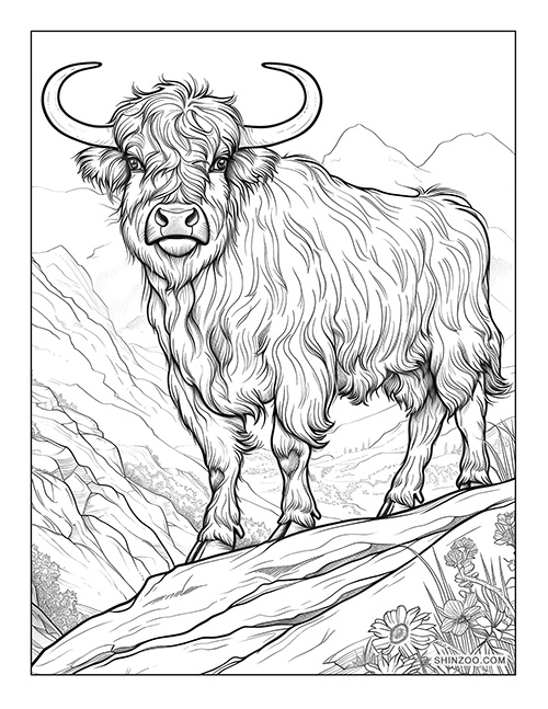 Highland Cow Coloring Page 01
