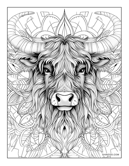 Highland Cow Coloring Page 02