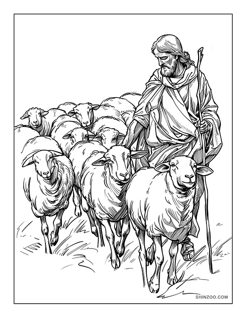 Jesus the Good Shepherd Coloring Page 01