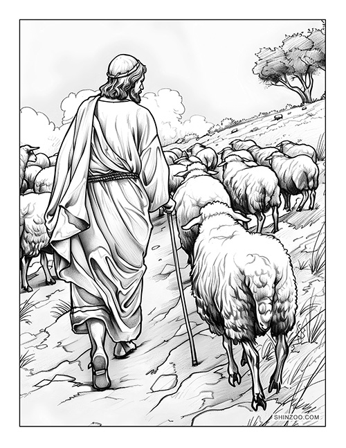 Jesus the Good Shepherd Coloring Page 03
