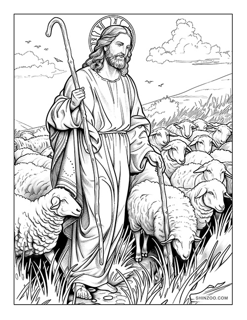 Jesus the Good Shepherd Coloring Page 04