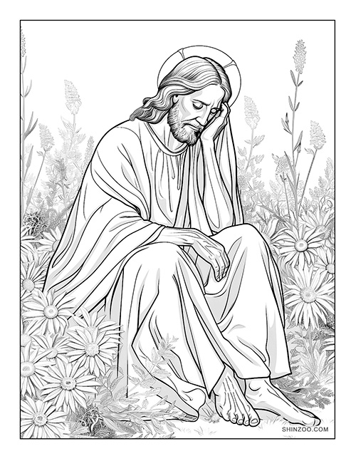 Jesus in the Garden of Gethsemane Coloring Page 0